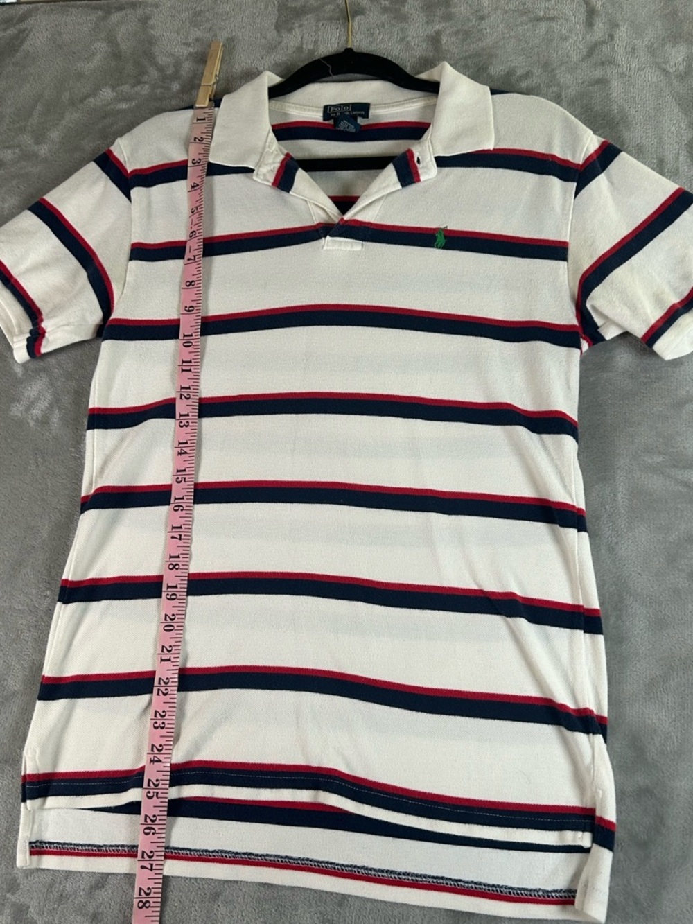 Ralph Lauren White Polo with Navy & Red Stripes - Picture 6 of 8